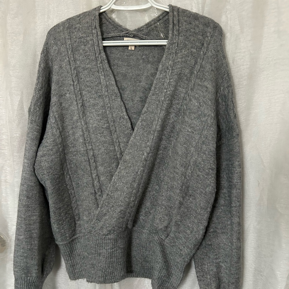 Grey crossover sweater